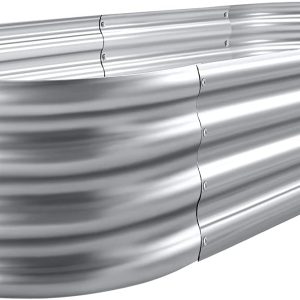 Land Guard Galvanized Raised Garden Bed Kit, Galvanized Planter Garden Boxes Outdoor, Oval Large Metal Raised Garden Beds for Vegetables…………