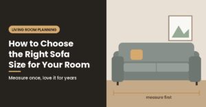 How to choose the right sofa size for your living room - illustrated sofa with measuring line